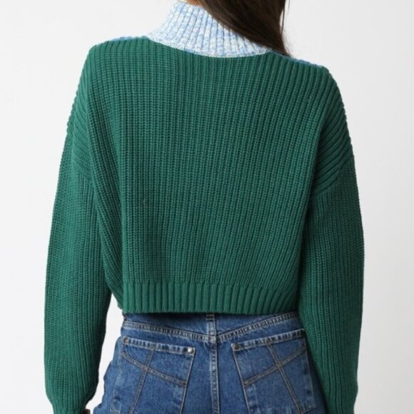 1 LEFT!! NOT SO DIFFERENT GREEN QUARTER ZIP SWEATER - Picture 3 of 3